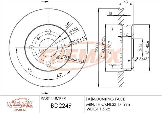 FREMAX BD-2249 - Спирачен диск vvparts.bg