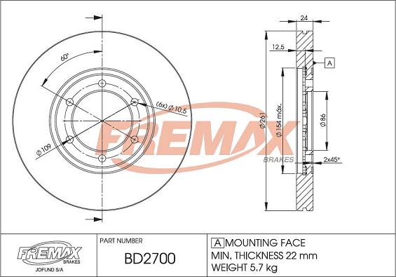 FREMAX BD-2700 - Спирачен диск vvparts.bg