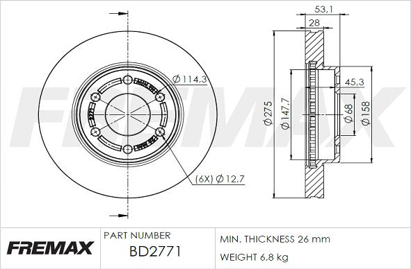 FREMAX BD-2771 - Спирачен диск vvparts.bg