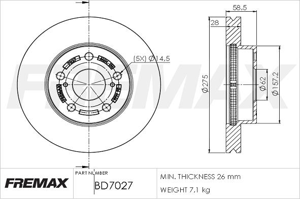 FREMAX BD-7027 - Спирачен диск vvparts.bg