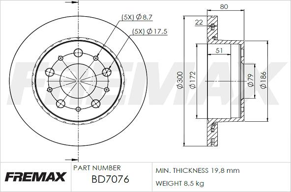 FREMAX BD-7076 - Спирачен диск vvparts.bg