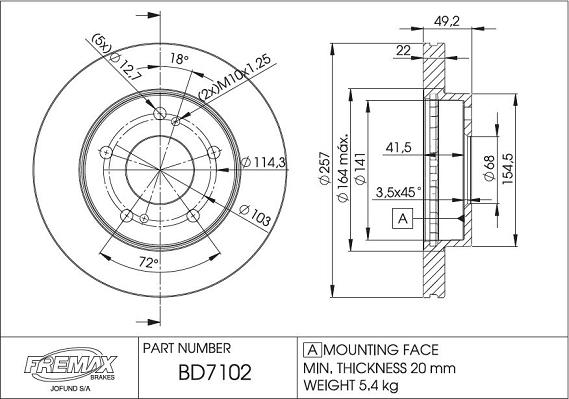 FREMAX BD-7102 - Спирачен диск vvparts.bg