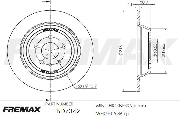 FREMAX BD-7342 - Спирачен диск vvparts.bg