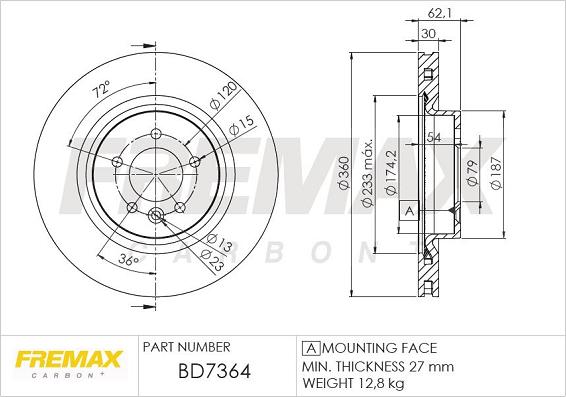 FREMAX BD-7364 - Спирачен диск vvparts.bg