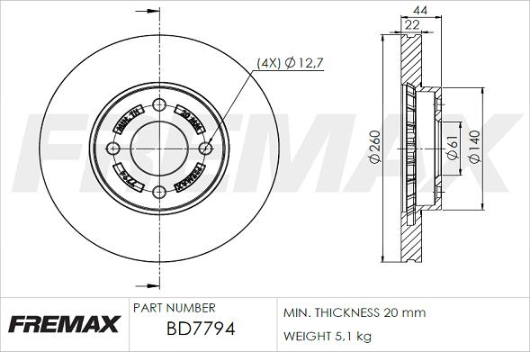 FREMAX BD-7794 - Спирачен диск vvparts.bg