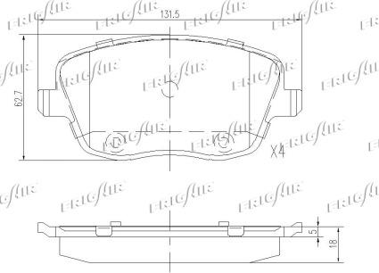 Frigair PD10.515 - Комплект спирачно феродо, дискови спирачки vvparts.bg