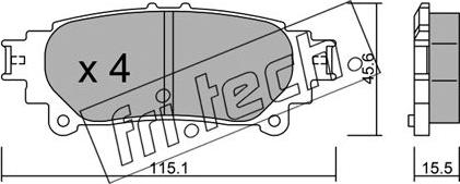 Fri.Tech. 955.0 - Комплект спирачно феродо, дискови спирачки vvparts.bg