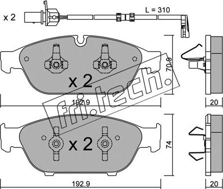 Fri.Tech. 969.0W - Комплект спирачно феродо, дискови спирачки vvparts.bg