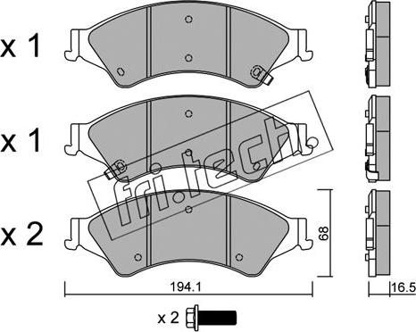 Fri.Tech. 987.0 - Комплект спирачно феродо, дискови спирачки vvparts.bg