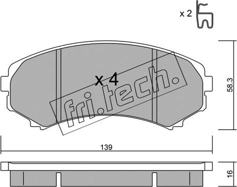 Fri.Tech. 414.0 - Комплект спирачно феродо, дискови спирачки vvparts.bg