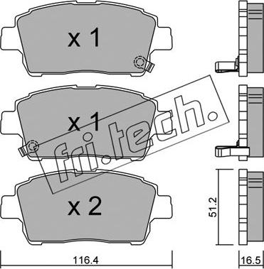 Fri.Tech. 438.0 - Комплект спирачно феродо, дискови спирачки vvparts.bg