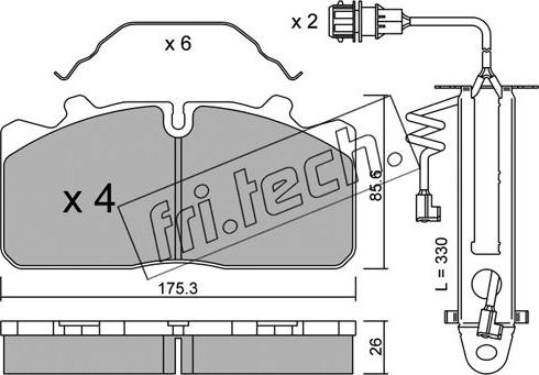 Fri.Tech. 598.3W - Комплект спирачно феродо, дискови спирачки vvparts.bg