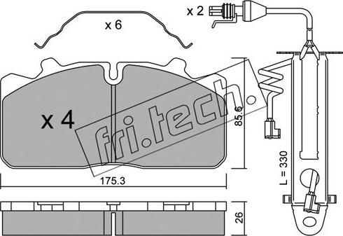 Fri.Tech. 598.2W - Комплект спирачно феродо, дискови спирачки vvparts.bg