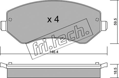 Fri.Tech. 540.0 - Комплект спирачно феродо, дискови спирачки vvparts.bg