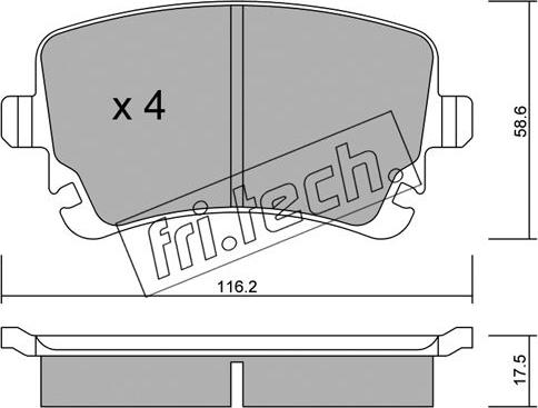 Fri.Tech. 570.2 - Комплект спирачно феродо, дискови спирачки vvparts.bg