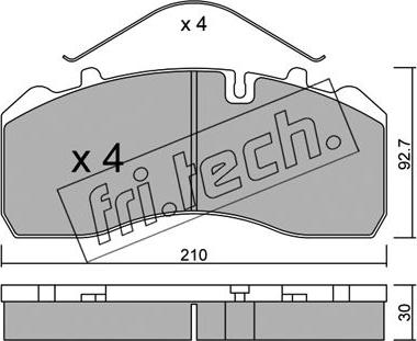 Fri.Tech. 600.0 - Комплект спирачно феродо, дискови спирачки vvparts.bg