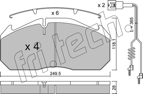 Fri.Tech. 602.3W - Комплект спирачно феродо, дискови спирачки vvparts.bg