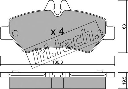 Fri.Tech. 688.0 - Комплект спирачно феродо, дискови спирачки vvparts.bg