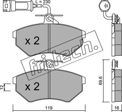 Fri.Tech. 052.4 - Комплект спирачно феродо, дискови спирачки vvparts.bg