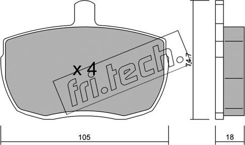 Fri.Tech. 018.0 - Комплект спирачно феродо, дискови спирачки vvparts.bg