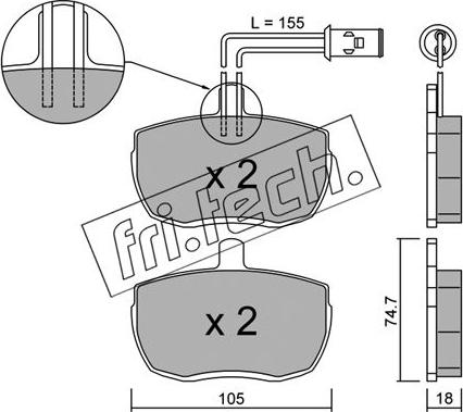 Fri.Tech. 018.1 - Комплект спирачно феродо, дискови спирачки vvparts.bg