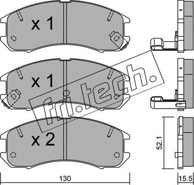 Fri.Tech. 070.0 - Комплект спирачно феродо, дискови спирачки vvparts.bg