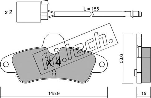 Fri.Tech. 145.0W - Комплект спирачно феродо, дискови спирачки vvparts.bg