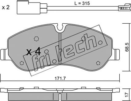 Fri.Tech. 1006.0 - Комплект спирачно феродо, дискови спирачки vvparts.bg