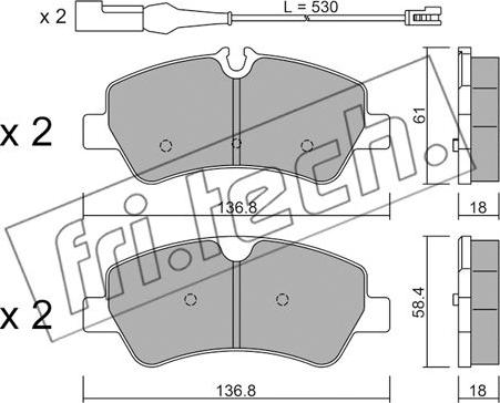 Fri.Tech. 1007.1 - Комплект спирачно феродо, дискови спирачки vvparts.bg