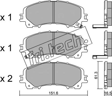 Fri.Tech. 1082.0 - Комплект спирачно феродо, дискови спирачки vvparts.bg