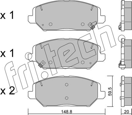 Fri.Tech. 1163.0 - Комплект спирачно феродо, дискови спирачки vvparts.bg