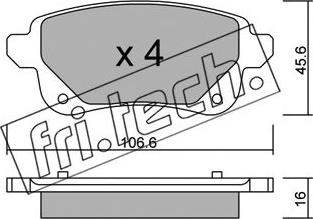 Fri.Tech. 1112.0 - Комплект спирачно феродо, дискови спирачки vvparts.bg