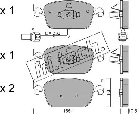 Fri.Tech. 1125.0 - Комплект спирачно феродо, дискови спирачки vvparts.bg