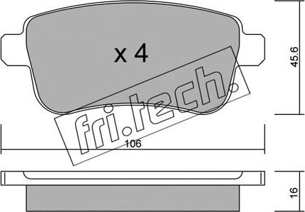 Fri.Tech. 834.0 - Комплект спирачно феродо, дискови спирачки vvparts.bg