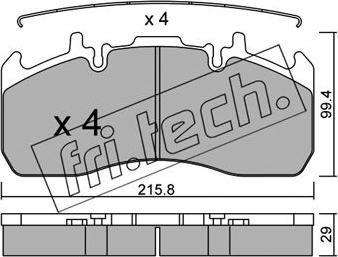 Fri.Tech. 824.0 - Комплект спирачно феродо, дискови спирачки vvparts.bg