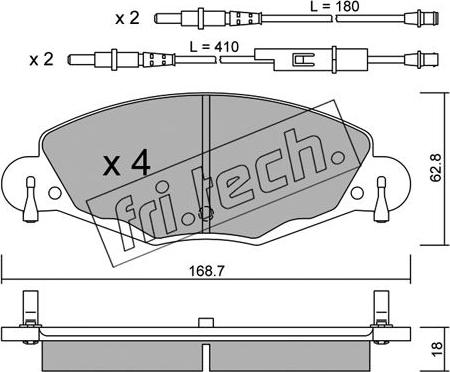 Fri.Tech. 341.0 - Комплект спирачно феродо, дискови спирачки vvparts.bg