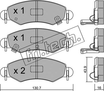 Fri.Tech. 348.1 - Комплект спирачно феродо, дискови спирачки vvparts.bg