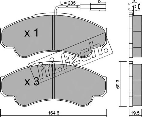 Fri.Tech. 335.0 - Комплект спирачно феродо, дискови спирачки vvparts.bg