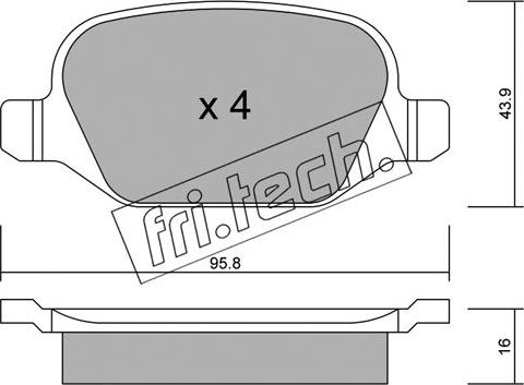 Fri.Tech. 333.1 - Комплект спирачно феродо, дискови спирачки vvparts.bg