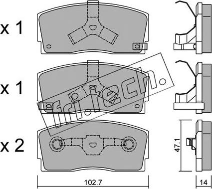 Fri.Tech. 249.0 - Комплект спирачно феродо, дискови спирачки vvparts.bg