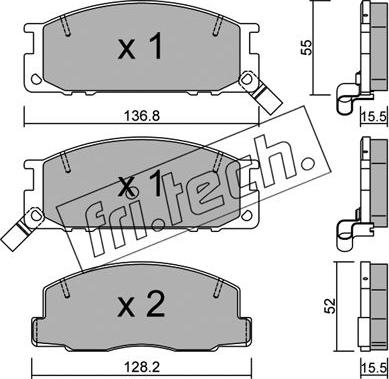 Fri.Tech. 289.0 - Комплект спирачно феродо, дискови спирачки vvparts.bg