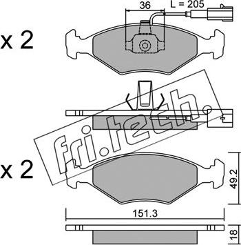 Fri.Tech. 282.0 - Комплект спирачно феродо, дискови спирачки vvparts.bg