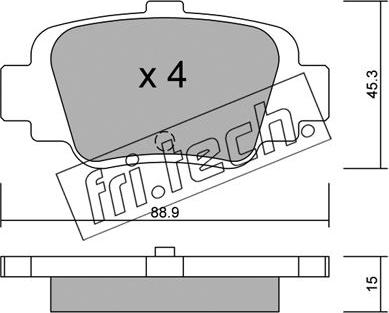 Fri.Tech. 758.0 - Комплект спирачно феродо, дискови спирачки vvparts.bg