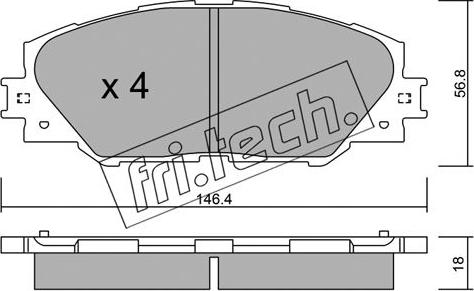 Fri.Tech. 764.0 - Комплект спирачно феродо, дискови спирачки vvparts.bg