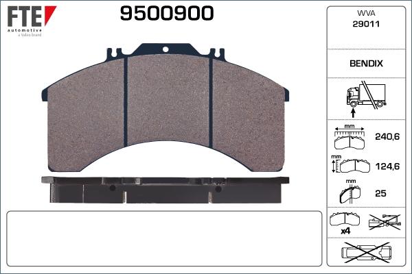 FTE 9500900 - Комплект спирачно феродо, дискови спирачки vvparts.bg