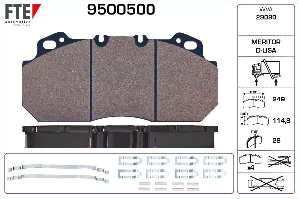 FTE 9500500 - Комплект спирачно феродо, дискови спирачки vvparts.bg