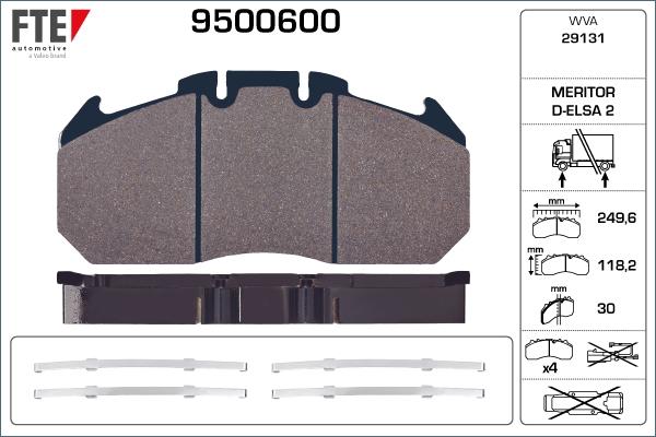 FTE 9500600 - Комплект спирачно феродо, дискови спирачки vvparts.bg