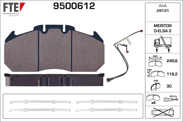 FTE 9500612 - Комплект спирачно феродо, дискови спирачки vvparts.bg