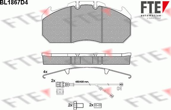 FTE BL1867D4 - Комплект спирачно феродо, дискови спирачки vvparts.bg