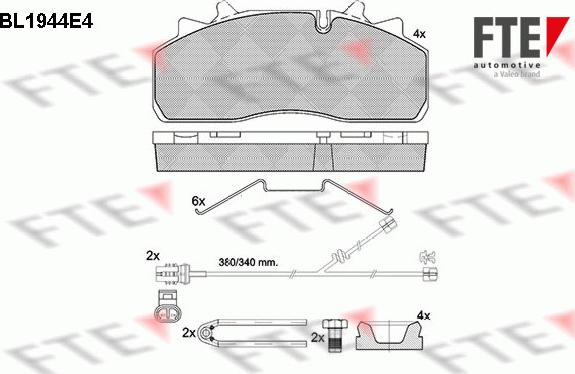 FTE 9500061 - Комплект спирачно феродо, дискови спирачки vvparts.bg